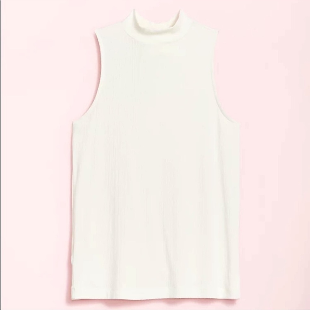 NEW NWT Ann Taylor modal blend Mock Neck Tank top white